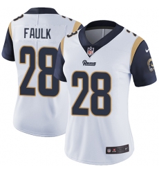 Women's Nike Los Angeles Rams #28 Marshall Faulk Elite White NFL Jersey