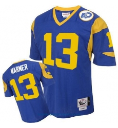 Mitchell and Ness Los Angeles Rams #13 Kurt Warner Authentic Blue Throwback NFL Jersey