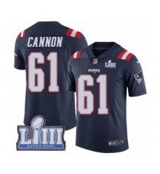 Men's Nike New England Patriots #61 Marcus Cannon Limited Navy Blue Rush Vapor Untouchable Super Bowl LIII Bound NFL Jersey