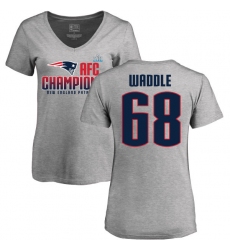 Women's Nike New England Patriots #68 LaAdrian Waddle Heather Gray 2017 AFC Champions V-Neck T-Shirt