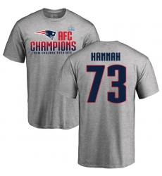 Nike New England Patriots #73 John Hannah Heather Gray 2017 AFC Champions V-Neck T-Shirt