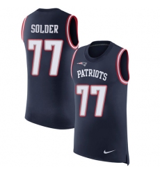 Men's Nike New England Patriots #77 Nate Solder Limited Navy Blue Rush Player Name & Number Tank Top NFL Jersey