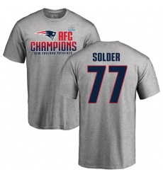 Nike New England Patriots #77 Nate Solder Heather Gray 2017 AFC Champions V-Neck T-Shirt