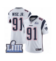 Men's Nike New England Patriots #91 Deatrich Wise Jr White Vapor Untouchable Limited Player Super Bowl LIII Bound NFL Jersey