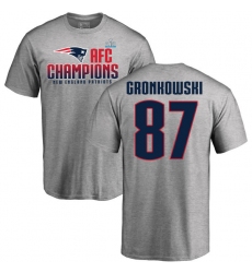 Nike New England Patriots #87 Rob Gronkowski Heather Gray 2017 AFC Champions V-Neck T-Shirt