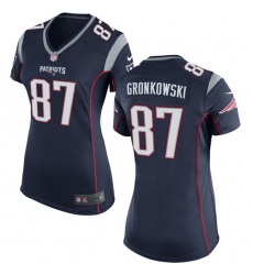 Women's Nike New England Patriots #87 Rob Gronkowski Game Navy Blue Team Color NFL Jersey