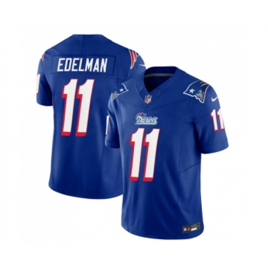 Men's Nike New England Patriots #11 Julian Edelman Blue 2023 F.U.S.E. Vapor Limited Football Stitched Jersey Men's Nike New England Patriots #11 Julian Edelman Blue 2023 F.U.S.E. Vapor Limited Football Stitched Jersey