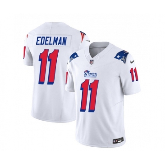 Men's Nike New England Patriots #11 Julian Edelman White 2023 F.U.S.E. Vapor Limited Football Stitched Jersey Men's Nike New England Patriots #11 Julian Edelman White 2023 F.U.S.E. Vapor Limited Football Stitched Jersey