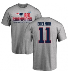 Nike New England Patriots #11 Julian Edelman Heather Gray 2017 AFC Champions V-Neck T-Shirt Nike New England Patriots #11 Julian Edelman Heather Gray 2017 AFC Champions V-Neck T-Shirt