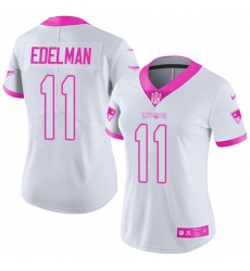 Women's Nike New England Patriots #11 Julian Edelman Limited White/Pink Rush Fashion NFL Jersey Women's Nike New England Patriots #11 Julian Edelman Limited White/Pink Rush Fashion NFL Jersey
