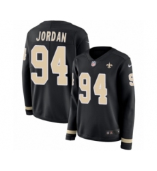 Women's Nike New Orleans Saints #94 Cameron Jordan Limited Black Therma Long Sleeve NFL Jersey Women's Nike New Orleans Saints #94 Cameron Jordan Limited Black Therma Long Sleeve NFL Jersey
