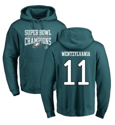 Nike Philadelphia Eagles #11 Carson Wentz Green Wentzylvania Super Bowl LII Champions Pullover Hoodie