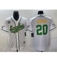 Men's Nike Philadelphia Eagles #20 Brian Dawkins White Gold C Cool Base Baseball Stitched Jersey