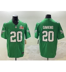 Men's Philadelphia Eagles #20 Brian Dawkins Green 2025 Super Bowl LIX F.U.S.E. Throwback Vapor Untouchable Limited Stitched Football Jersey