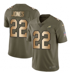 Men's Nike Philadelphia Eagles #22 Sidney Jones Limited Olive/Gold 2017 Salute to Service NFL Jersey