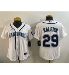 Women's Seattle Mariners #29 Cal Raleigh White Cool Base Stitched Baseball Jersey(Run Small)