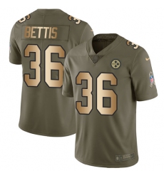 Men's Nike Pittsburgh Steelers #36 Jerome Bettis Limited Olive/Gold 2017 Salute to Service NFL Jersey