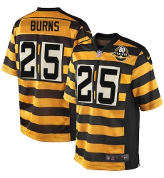 Men's Nike Pittsburgh Steelers #25 Artie Burns Game Yellow/Black Alternate 80TH Anniversary Throwback NFL Jersey