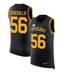 Men's Nike Pittsburgh Steelers #56 Anthony Chickillo Limited Black Rush Player Name & Number Tank Top NFL Jersey