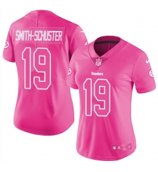 Women's Nike Pittsburgh Steelers #19 JuJu Smith-Schuster Limited Pink Rush Fashion NFL Jersey