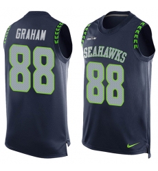 Men's Nike Seattle Seahawks #88 Jimmy Graham Limited Steel Blue Player Name & Number Tank Top NFL Jersey