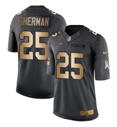 Men's Nike Seattle Seahawks #25 Richard Sherman Limited Black/Gold Salute to Service NFL Jersey