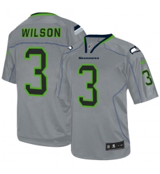 Youth Nike Seattle Seahawks #3 Russell Wilson Elite Lights Out Grey NFL Jersey