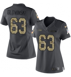 Women's Nike Seattle Seahawks #63 Mark Glowinski Limited Black 2016 Salute to Service NFL Jersey