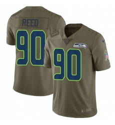Men's Nike Seattle Seahawks #90 Jarran Reed Limited Olive 2017 Salute to Service NFL Jersey