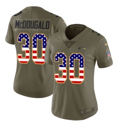 Women's Nike Seattle Seahawks #30 Bradley McDougald Limited Olive/USA Flag 2017 Salute to Service NFL Jersey