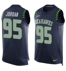 Men's Nike Seattle Seahawks #95 Dion Jordan Limited Steel Blue Player Name & Number Tank Top NFL Jersey