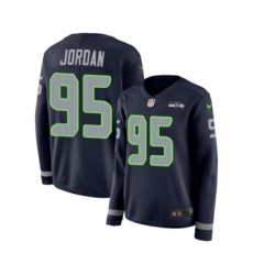 Women's Nike Seattle Seahawks #95 Dion Jordan Limited Navy Blue Therma Long Sleeve NFL Jersey