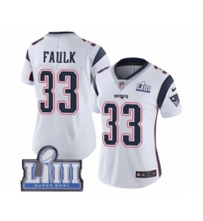 Women's Nike New England Patriots #33 Kevin Faulk White Vapor Untouchable Limited Player Super Bowl LIII Bound NFL Jersey