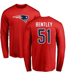 NFL Nike New England Patriots #51 Ja'Whaun Bentley Red Name & Number Logo Long Sleeve T-Shirt