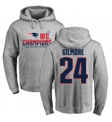 Nike New England Patriots #24 Stephon Gilmore Heather Gray 2017 AFC Champions Pullover Hoodie