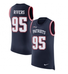 Men's Nike New England Patriots #95 Derek Rivers Limited Navy Blue Rush Player Name & Number Tank Top NFL Jersey