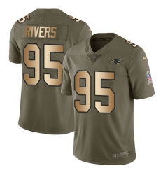 Youth Nike New England Patriots #95 Derek Rivers Limited Olive/Gold 2017 Salute to Service NFL Jersey