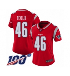 Women's New England Patriots #46 James Develin Limited Red Inverted Legend 100th Season Football Jersey