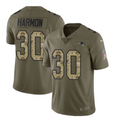 Men's Nike New England Patriots #30 Duron Harmon Limited Olive/Camo 2017 Salute to Service NFL Jersey