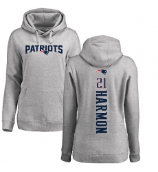 NFL Women's Nike New England Patriots #21 Duron Harmon Ash Backer Pullover Hoodie