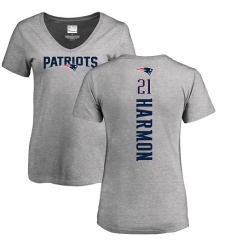 NFL Women's Nike New England Patriots #21 Duron Harmon Ash Backer V-Neck T-Shirt