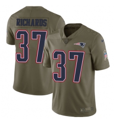 Men's Nike New England Patriots #37 Jordan Richards Limited Olive 2017 Salute to Service NFL Jersey