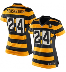 Women's Nike Pittsburgh Steelers #24 Coty Sensabaugh Limited Yellow/Black Alternate 80TH Anniversary Throwback NFL Jersey