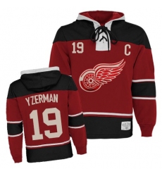 Youth Old Time Hockey Detroit Red Wings #19 Steve Yzerman Premier Red Sawyer Hooded Sweatshirt NHL Jersey