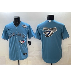 Men's Toronto Blue Jays Team Big Logo Blue 2025 World Series Home Cool Base Stitched Baseball Jersey