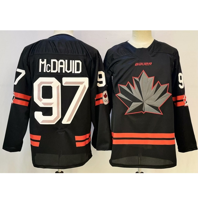 Men's Canada Hockey #97 Connor McDavid Black Stitched Jersey