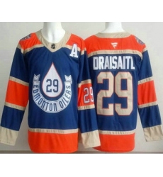 Men's Edmonton Oilers #29 Leon Draisaitl Blue Heritage Classic Authentic Jersey