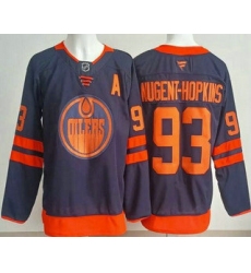Men's Edmonton Oilers #93 Ryan Nugent Hopkins Navy Authentic Jersey