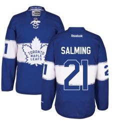 Men's Reebok Toronto Maple Leafs #21 Borje Salming Premier Royal Blue 2017 Centennial Classic NHL Jersey