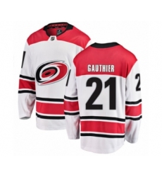Youth Carolina Hurricanes #21 Julien Gauthier Authentic White Away Fanatics Branded Breakaway NHL Jersey